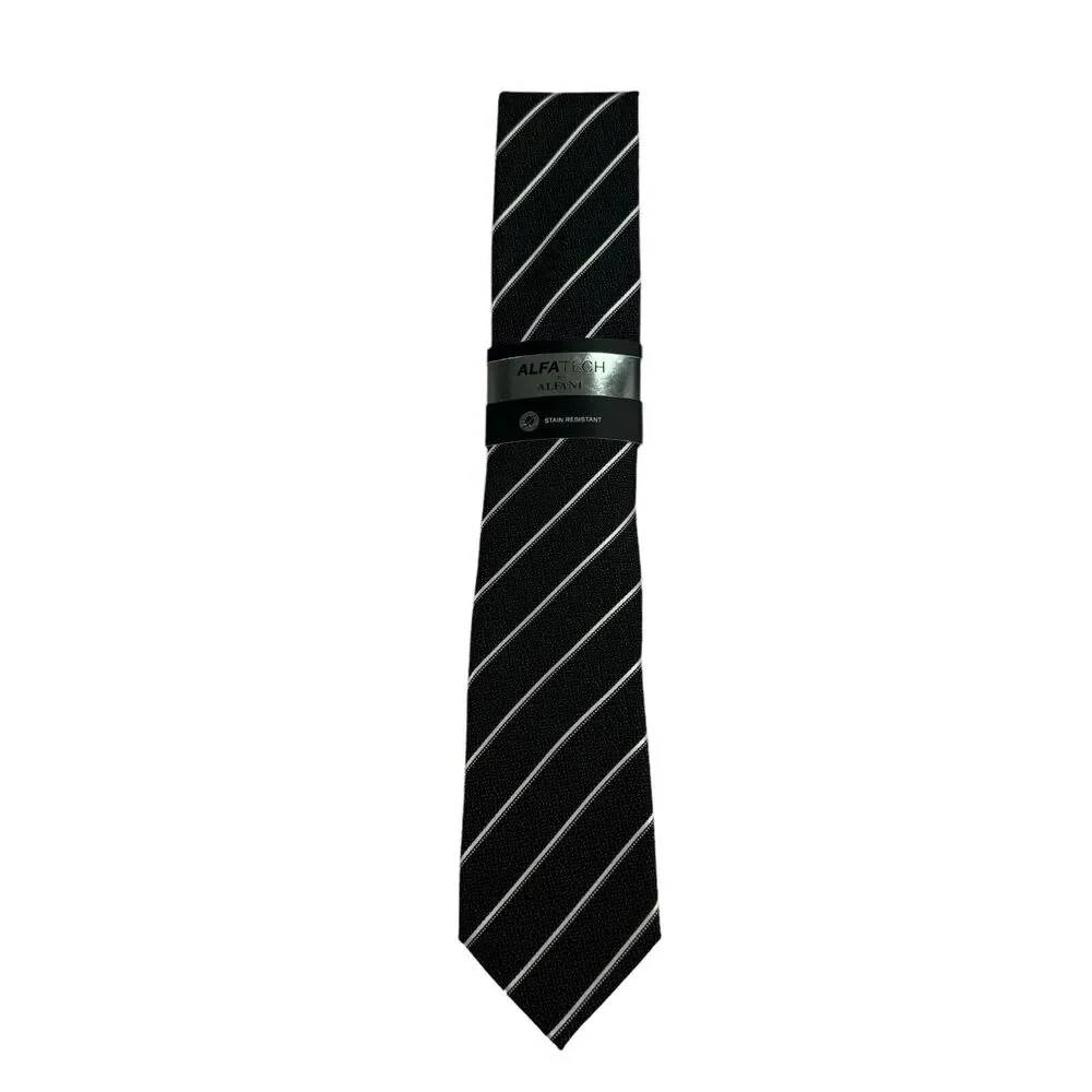 Alfani Mens Jacobus Stripe Slim Neck Tie Black 2.75